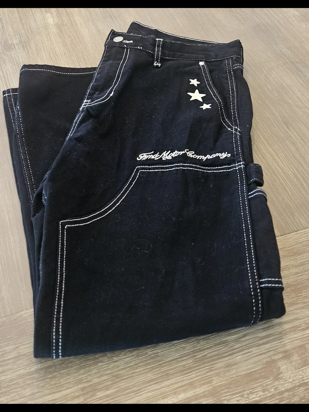 Men's FORD Black Workwear Jeans with Contrasting Stitching